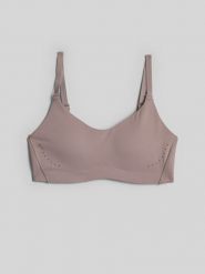 4F Biustonosz do jogi z niskim wsparciem damski - beżowy M. Brązowe bielizna sportowa 4f, m, bez wzorów. Za 129.99 zł.