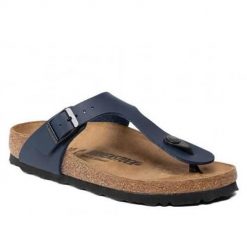 Japonki damskie Birkenstock Gizeh BF. Niebieskie klapki Birkenstock, bez wzorów, z materiału, bez obcasa. Za 512.00 zł.