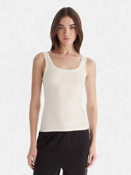 Hunkemöller Top Singlet 302723 Biały Slim Fit. Białe topy Hunkemöller, l, bez wzorów, z bawełny, bez kołnierzyka, bez ramiączek. Za 79.99 zł.