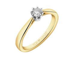 Pierścionek z żółtego złota z brylantem - 0,18 ct - próba 750. Żółte pierścionki Apart, z brylantem, złote. Za 6,290.00 zł.