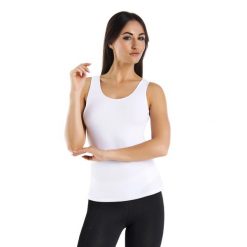 Koszulka bawełniana na ramiączkach Teyli Claudia. Białe koszulki sportowe Teyli, bez wzorów, z bawełny, bez ramiączek, na fitness i siłownię. Za 69.99 zł.