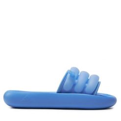 Klapki adidas. Niebieskie klapki Adidas, bez wzorów, bez obcasa. Za 169.99 zł.
