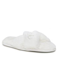 Kapcie DeeZee. Białe obuwie domowe DeeZee, bez wzorów, bez zapięcia. Za 49.99 zł.