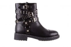 Botki Bayla-144 9304 Czarne Botki, Skóra naturalna - 36. Czarne botki Bayla, na jesień, bez wzorów, z jeansu, bez obcasa, na koturnie, bez zapięcia. W wyprzedaży za 269.10 zł.