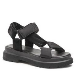 Sandały Keddo. Czarne sandały Keddo, bez wzorów, bez obcasa, na płaskiej podeszwie, bez zapięcia. Za 219.99 zł.