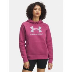 Bluza Under Armour Rival Feelce Shimmer Hoody. Czerwone bluzy Under Armour, bez wzorów, bez kaptura. Za 177.29 zł.