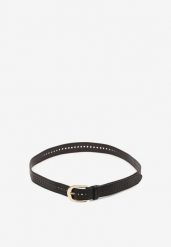 Czarny Pasek z Metalową Klamrą Nairitra. Czarne paski Born2be, bez wzorów, z jeansu, eleganckie. Za 29.99 zł.