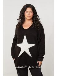 Curvy Lady Sweter w kolorze czarnym rozmiar: 44/46. Czarne swetry Curvy Lady, bez wzorów, ze splotem, bez ramiączek. Za 86.99 zł.