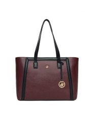Beverly Hills Polo Club Torebka C-BHPC-L-007-08 Bordowy. Czerwone shopper Beverly Hills Polo Club, bez wzorów, z materiału, bez dodatków. Za 229.99 zł.