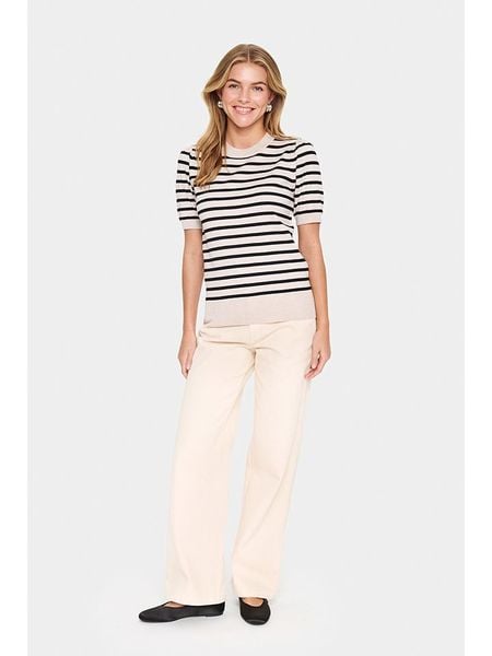 SAINT TROPEZ Koszulka dzianinowa w kolorze beżowym rozmiar: XXL. Brązowe bluzki Saint Tropez, xxl, bez wzorów, z dzianiny, bez kołnierzyka, bez ramiączek. Za 78.99 zł.