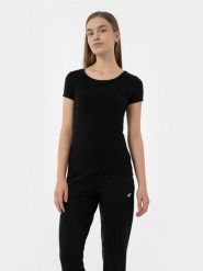 4F T-shirt regular gładki damski M. Niebieskie t-shirty 4f, m, bez wzorów, z bawełny, bez kołnierzyka, bez ramiączek. W wyprzedaży za 39.99 zł.
