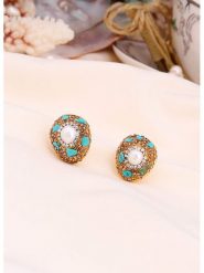 L'Atelier de Gaia Pozłacane kolczyki-wkrętki z perłami i turkusami rozmiar: onesize. Białe kolczyki L'Atelier de Gaia, z perłą, pozłacane. Za 56.93 zł.