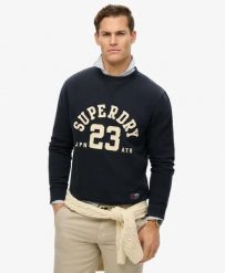 Superdry Vintage Athletic Crew bluza z bawełny – ECLIPSE NAVY. Niebieskie bluzy Superdry, xl, bez wzorów, z bawełny, bez kaptura. Za 290.40 zł.