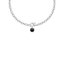 Naszyjnik Łańcuch No.1 z posrebrzanym czarnym kryształem. Szare naszyjniki Lilou, posrebrzane. Za 323.00 zł.
