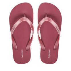 Japonki Calvin Klein. Czerwone klapki Calvin Klein, bez wzorów, bez obcasa. Za 189.99 zł.