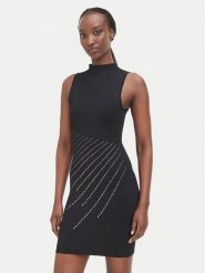 Guess Sukienka koktajlowa W6BK70 Z1575 Czarny Slim Fit. Czarne sukienki Guess, xl, z aplikacjami, z wiskozy, wizytowe, bez kołnierzyka, bez ramiączek. Za 654.99 zł.
