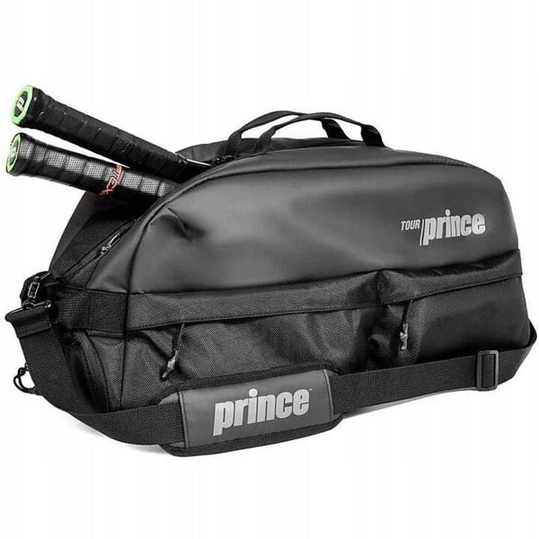 Torba tenisowa Black Prince Tour Carbon Duffel. Czarne torby na ramię PRINCE, bez wzorów, z weluru, na ramię, bez dodatków. Za 254.99 zł.
