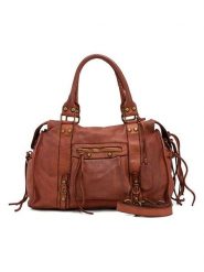 Melina C Skórzana torebka "Pontebba" w kolorze brązowym - 37 x 27 x 8 cm rozmiar: onesize. Brązowe torby na ramię Melina C, bez wzorów, z materiału, przez ramię, bez dodatków. Za 543.99 zł.