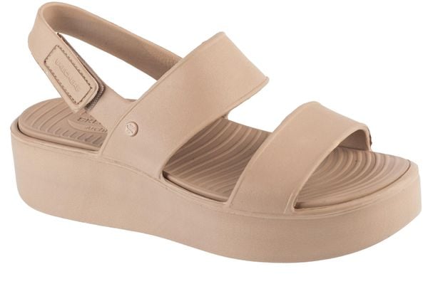 Sandały damskie, Arch Fit Upbeat – Sunrise. Brązowe sandały Skechers, bez wzorów, z materiału, sportowe, bez obcasa, bez zapięcia. Za 159.99 zł.