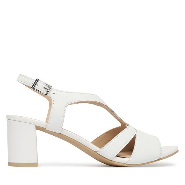 Sandały Caprice. Białe sandały Caprice, bez wzorów, bez obcasa, na słupku, bez zapięcia. Za 329.99 zł.