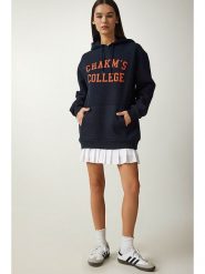 Happiness Istanbul Bluza w kolorze granatowym rozmiar: 38. Niebieskie bluzy Happiness Istanbul, bez wzorów, z kapturem. Za 56.99 zł.