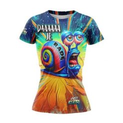 Koszulka do biegania damska Ba Ślimak krótki rękaw. Bluzki JUST HERO, bez wzorów, sportowe, bez kołnierzyka, bez ramiączek. Za 99.00 zł.