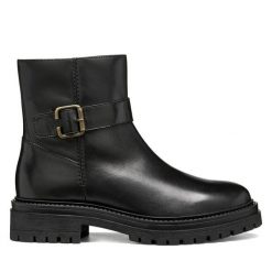 Botki Geox. Czarne botki Geox, bez wzorów, bez obcasa, na płaskiej podeszwie, bez zapięcia. Za 639.99 zł.