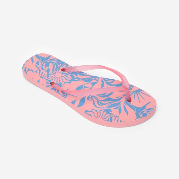 Japonki damskie Decathlon 120 Pinksun. Czerwone klapki DECATHLON, bez wzorów, z materiału, bez obcasa, na płaskiej podeszwie. Za 24.99 zł.