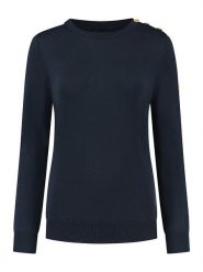 MGO leisure wear Sweter "Vadstena" w kolorze granatowym rozmiar: L. Niebieskie swetry MGO leisure wear, l, z aplikacjami, z bawełny, bez ramiączek. Za 227.31 zł.