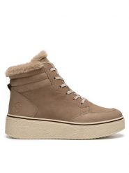 Rieker Botki 78801-20 Beżowy. Brązowe botki Rieker, bez wzorów, z nubiku, bez obcasa, na płaskiej podeszwie, bez zapięcia. Za 335.99 zł.