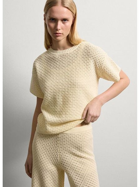 STEFANEL Sweter w kolorze jasnożółtym rozmiar: S. Żółte swetry Stefanel, s, bez wzorów, bez ramiączek. Za 219.95 zł.