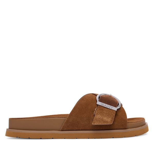 Klapki Gant. Brązowe klapki GANT, bez wzorów, bez obcasa. Za 303.99 zł.