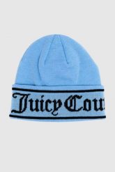 JUICY COUTURE Błękitna czapka z logo. Niebieskie czapki Juicy Couture, bez wzorów. W wyprzedaży za 129.99 zł.