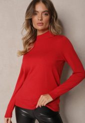 Czerwony Sweter Klasyczny z Dodatkiem Wiskozy Nerisoa. Czerwone swetry Renee, l, bez wzorów, z wiskozy, bez ramiączek. Za 39.99 zł.