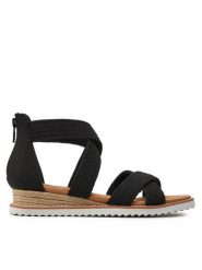 Skechers Sandały Bobs Desert Kiss - Desert Nights 113540/BLK Czarny. Czarne sandały Skechers, bez wzorów, z materiału, bez obcasa, na płaskiej podeszwie, bez zapięcia. Za 359.99 zł.