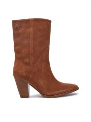 Tommy Hilfiger Botki Mid Cowboy Heel Suede FW0FW08435 Brązowy. Brązowe botki TOMMY HILFIGER, bez wzorów, ze skóry, bez obcasa, na słupku, bez zapięcia. Za 899.99 zł.