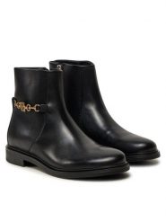 Tommy Hilfiger Botki Th Chain Leather Low Bootie FW0FW08251 Czarny. Czarne botki TOMMY HILFIGER, bez wzorów, ze skóry, bez obcasa, na płaskiej podeszwie, bez zapięcia. Za 849.99 zł.