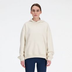 Bluza damska New Balance WT41537LIN – beżowa. Brązowe bluzy New Balance, m, bez wzorów, z bawełny, bez kaptura. Za 399.99 zł.