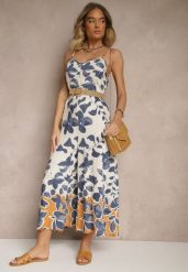 Niebiesko-Beżowy Kombinezon Wide Leg z Wiskozą na Ramiączkach Iffiane. Niebieskie sukienki Renee, na co dzień, na wiosnę, l, bez wzorów, z wiskozy, eleganckie, bez kołnierzyka, bez ramiączek, proste. Za 64.99 zł.
