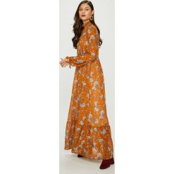 Answear - Sukienka Heritage. Brązowe sukienki ANSWEAR, na co dzień, s, bez wzorów, z materiału, eleganckie, bez kołnierzyka, bez ramiączek, maxi, proste. W wyprzedaży za 179.90 zł.