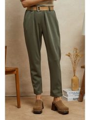 Plume Spodnie "Lavi" w kolorze khaki rozmiar: S. Brązowe spodnie materiałowe Plume, na co dzień, s, bez wzorów, z materiału, z podwyższonym stanem. Za 132.05 zł.