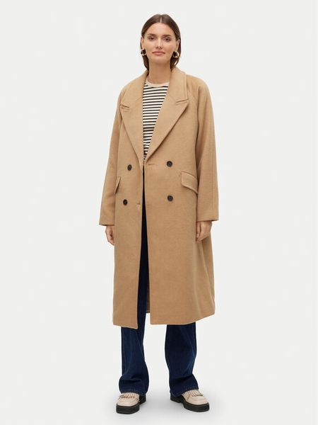 Vero Moda Płaszcz wełniany Harper 10320446 Beżowy Regular Fit. Brązowe płaszcze Vero Moda, na zimę, xs, bez wzorów, z syntetyku, bez kaptura. Za 359.99 zł.