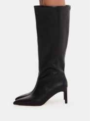 Nine West Kozaki CEO-C5178-1 Czarny. Czarne kozaki Nine West, ze skóry, bez obcasa, na szpilce, bez zapięcia. Za 329.99 zł.