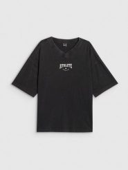 4F T-shirt oversize z nadrukiem damski - czarny S. Czarne koszulki sportowe 4f, bez wzorów, z dzianiny, bez ramiączek. Za 79.99 zł.