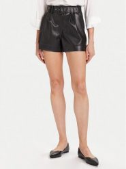 Morgan Szorty z imitacji skóry 242-SHOANE Czarny Slim Fit. Czarne szorty Morgan, bez wzorów, ze skóry. Za 299.99 zł.