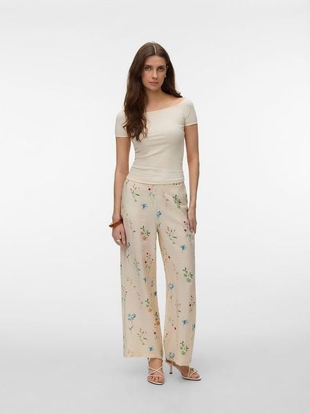 Vero Moda Spodnie w kolorze beżowym rozmiar: S. Brązowe spodnie materiałowe Vero Moda, s, bez wzorów, z materiału, z podwyższonym stanem. Za 72.95 zł.