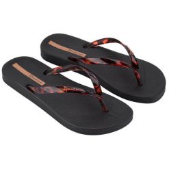 Japonki damskie Ipanema 83475AR100. Czarne klapki Ipanema, bez wzorów, z materiału, bez obcasa. Za 178.00 zł.