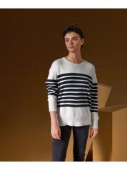 Rodier Kaszmirowy sweter w kolorze biało-granatowym rozmiar: L. Białe swetry Rodier, l, bez wzorów, z kaszmiru, bez ramiączek. Za 869.99 zł.