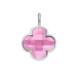 Zawieszka Mini Icons koniczyna z różowym kryształem, posrebrzana. Czerwone bransoletki Lilou, posrebrzane. Za 99.00 zł.