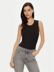 Calvin Klein Top K20K208054 Czarny Slim Fit. Czarne topy Calvin Klein, xxs, bez wzorów, bez kołnierzyka, bez ramiączek. Za 129.99 zł.